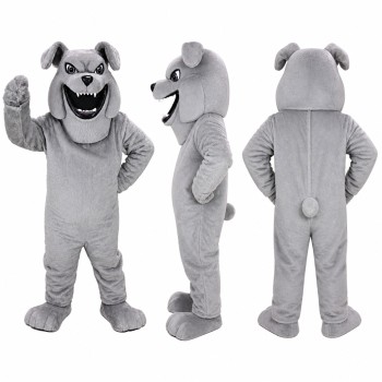 Bulldog Mascot Costume in Gray with Wide Grin Adult