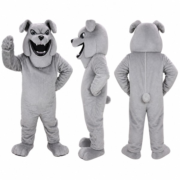 Bulldog Mascot Costume in Gray with Wide Grin Adult