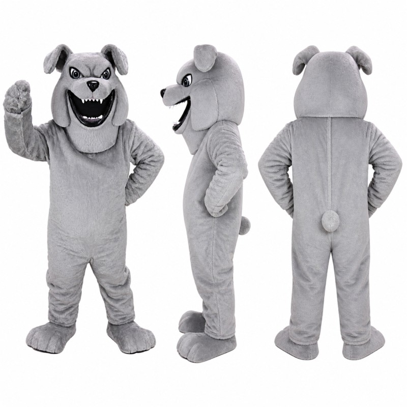 Bulldog Mascot Costume in Gray with Wide Grin Adult