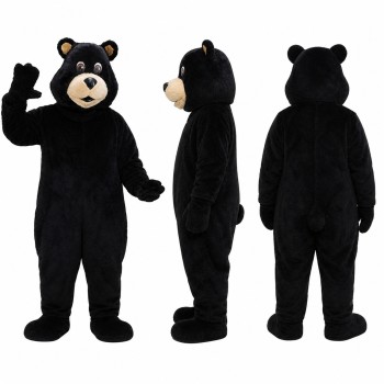 Black Bear Mascot Costume with Tan Muzzle Adult