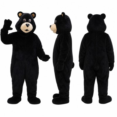 Black Bear Mascot Costume with Tan Muzzle Adult