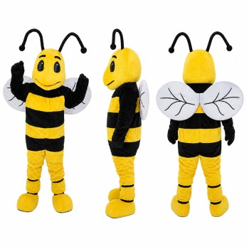 Bee Mascot Costume in Yellow and Black with Antennae Adult