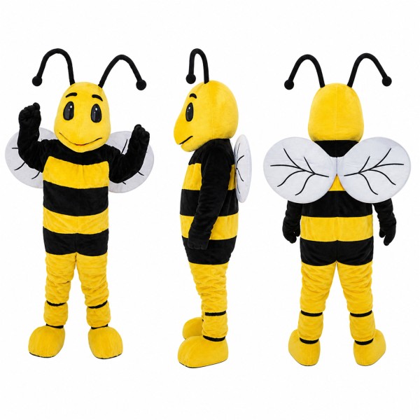 Bee Mascot Costume in Yellow and Black with Antennae Adult