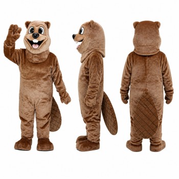 Beaver Mascot Costume in Tan with Flat Tail Adult
