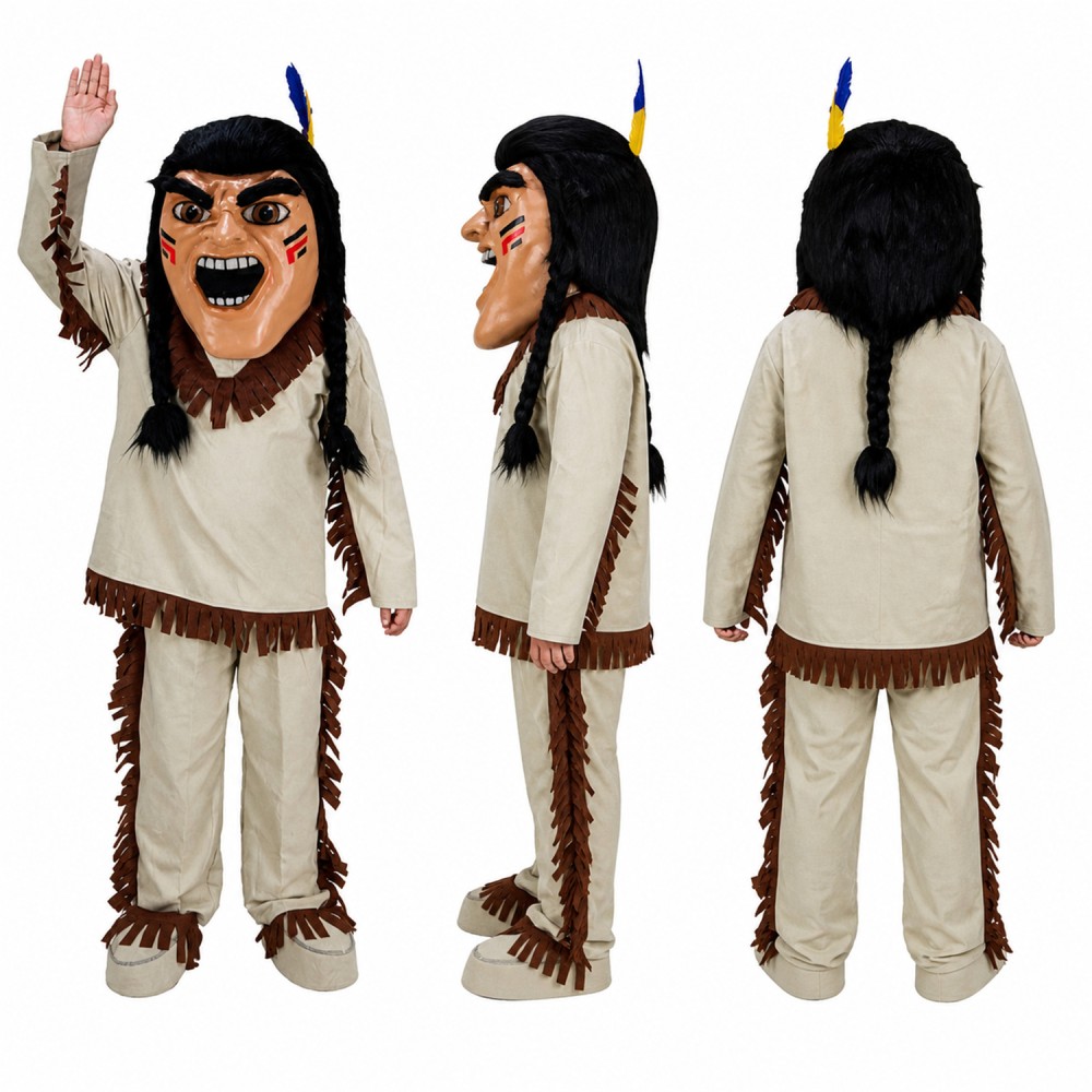 Ceremonial Warrior Mascot Costume with Feathered Headband Adult Ceremonial Warrior Mascot Costume with Feathered Headband Adult