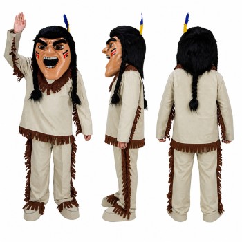 Ceremonial Warrior Mascot Costume with Feathered Headband Adult