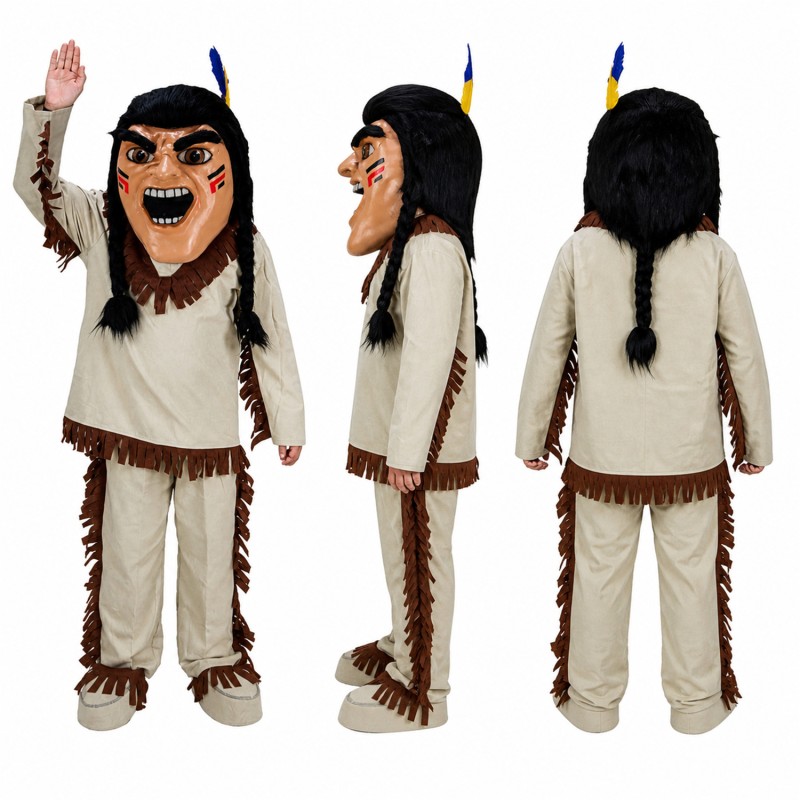 Ceremonial Warrior Mascot Costume with Feathered Headband Adult