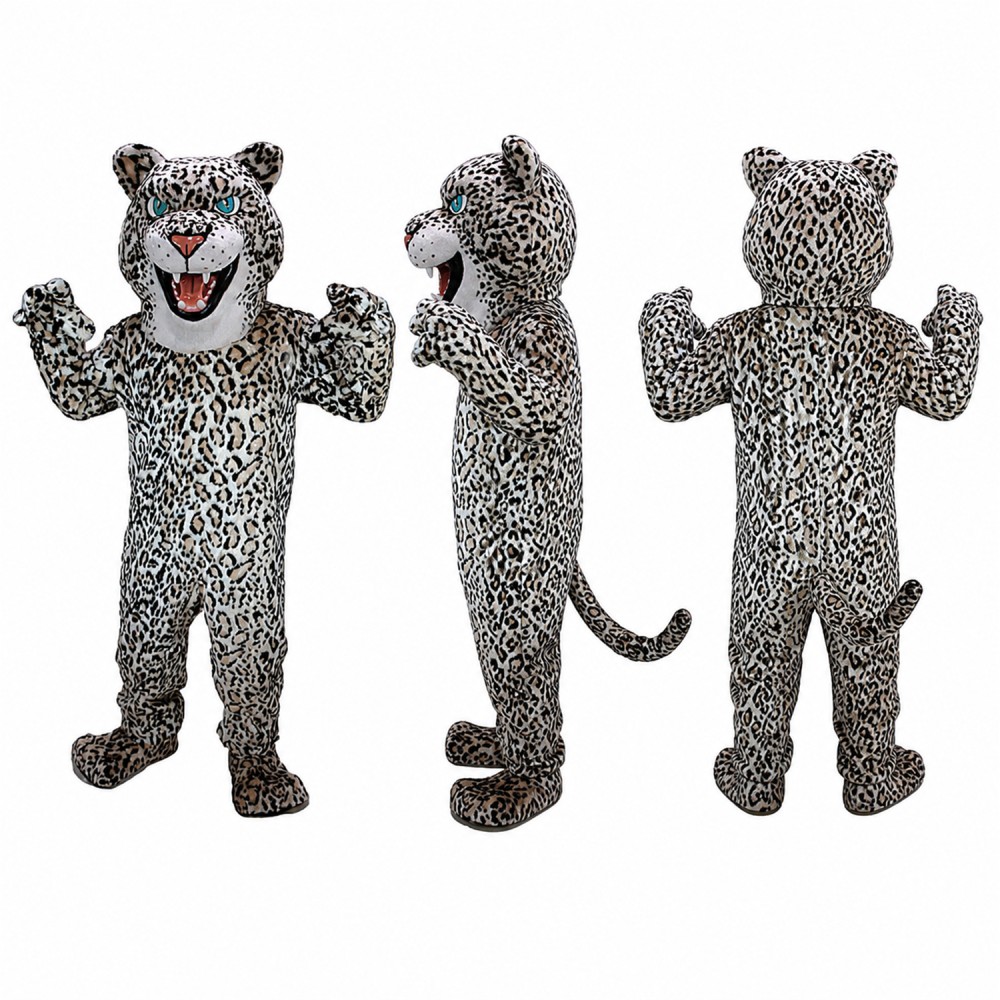 Snow Leopard Mascot Costume in Gray with Black Spots Adult