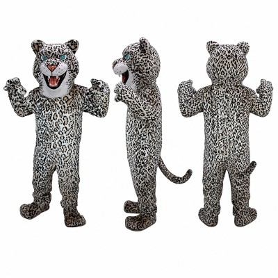 Snow Leopard Mascot Costume in Gray with Black Spots Adult