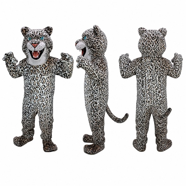 Snow Leopard Mascot Costume in Gray with Black Spots Adult