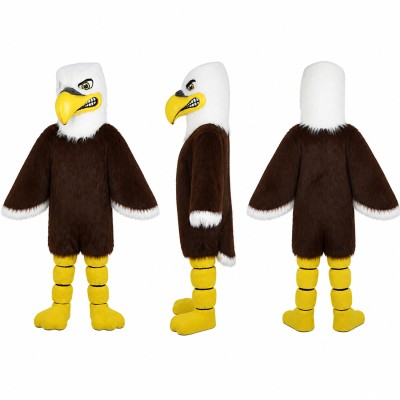 Bald Eagle Mascot Costume in Brown with White Head Adult