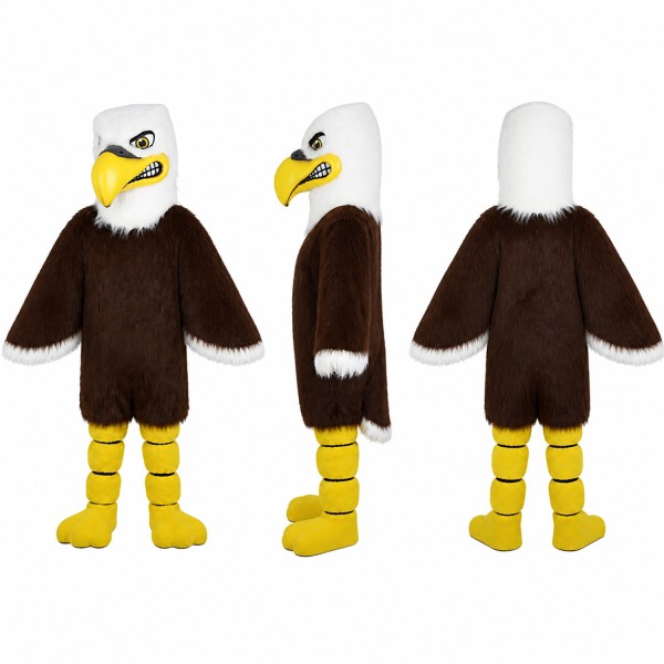 Bald Eagle Mascot Costume in Brown with White Head Adult