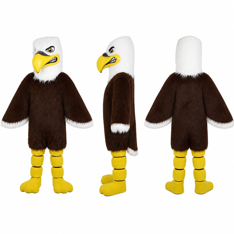 Bald Eagle Mascot Costume in Brown with White Head Adult