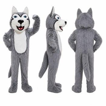 Wolf Mascot Costume in Gray with White Muzzle Adult