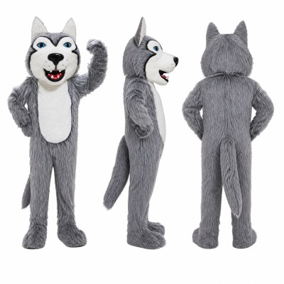 Wolf Mascot Costume in Gray with White Muzzle Adult