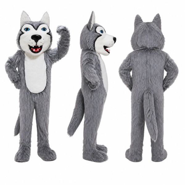 Wolf Mascot Costume in Gray with White Muzzle Adult