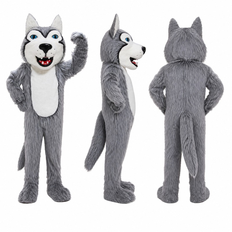 Wolf Mascot Costume in Gray with White Muzzle Adult