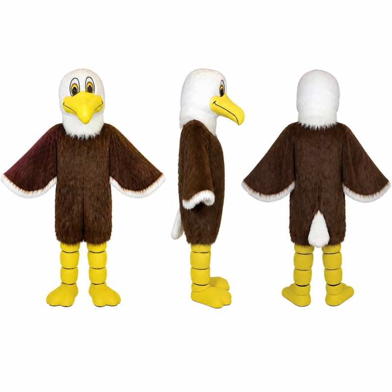 Bald Eagle Mascot Costume in Brown with White Head Adult