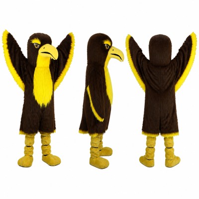 Hawk Mascot Costume in Dark Brown with Yellow Belly Adult