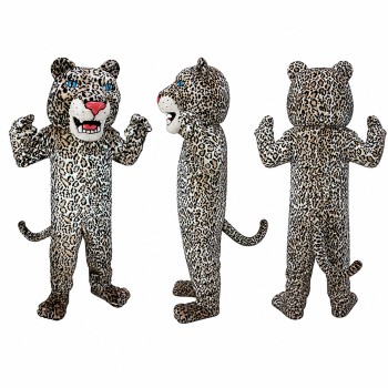 Snow Leopard Mascot Costume in Gray with Black Spots Adult