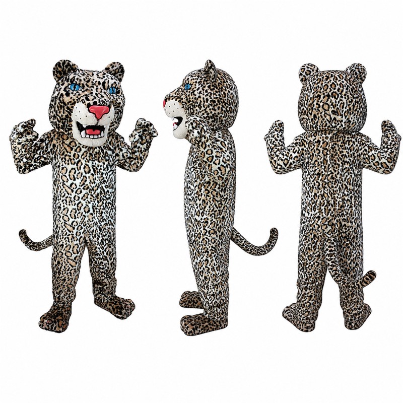 Snow Leopard Mascot Costume in Gray with Black Spots Adult