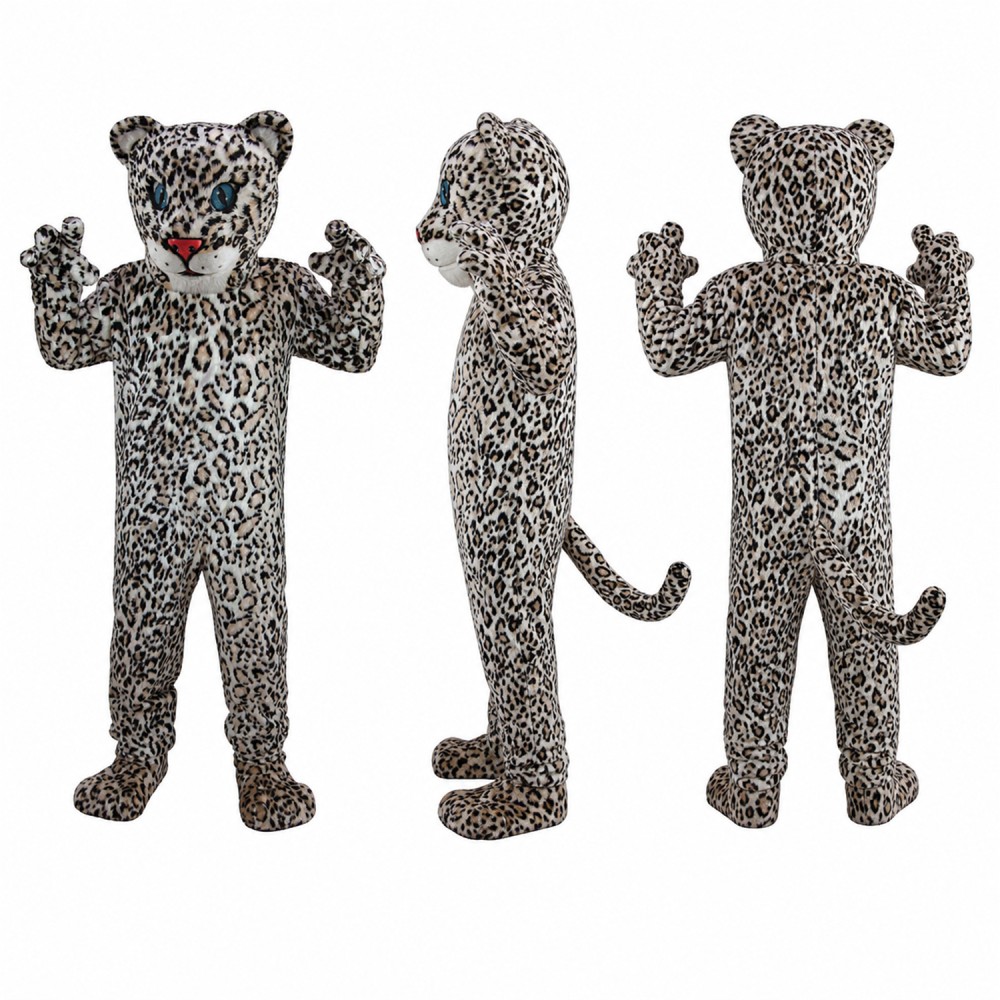 Snow Leopard Mascot Costume in Gray with Black Spots Adult Snow Leopard Mascot Costume in Gray with Black Spots Adult