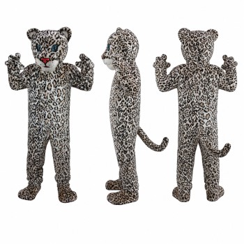 Snow Leopard Mascot Costume in Gray with Black Spots Adult