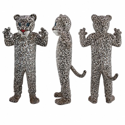Snow Leopard Mascot Costume in Gray with Black Spots Adult