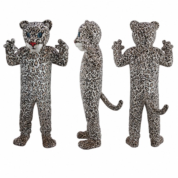 Snow Leopard Mascot Costume in Gray with Black Spots Adult