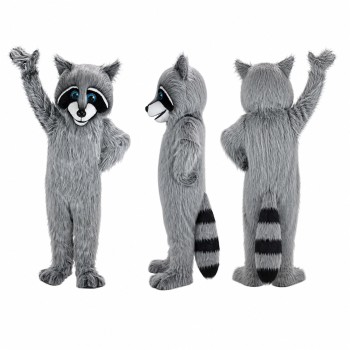 Raccoon Mascot Costume in Gray with Black Face Mask Adult