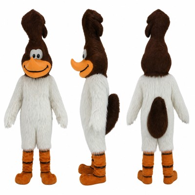 Brown and White Roadrunner Mascot Costume for Adults