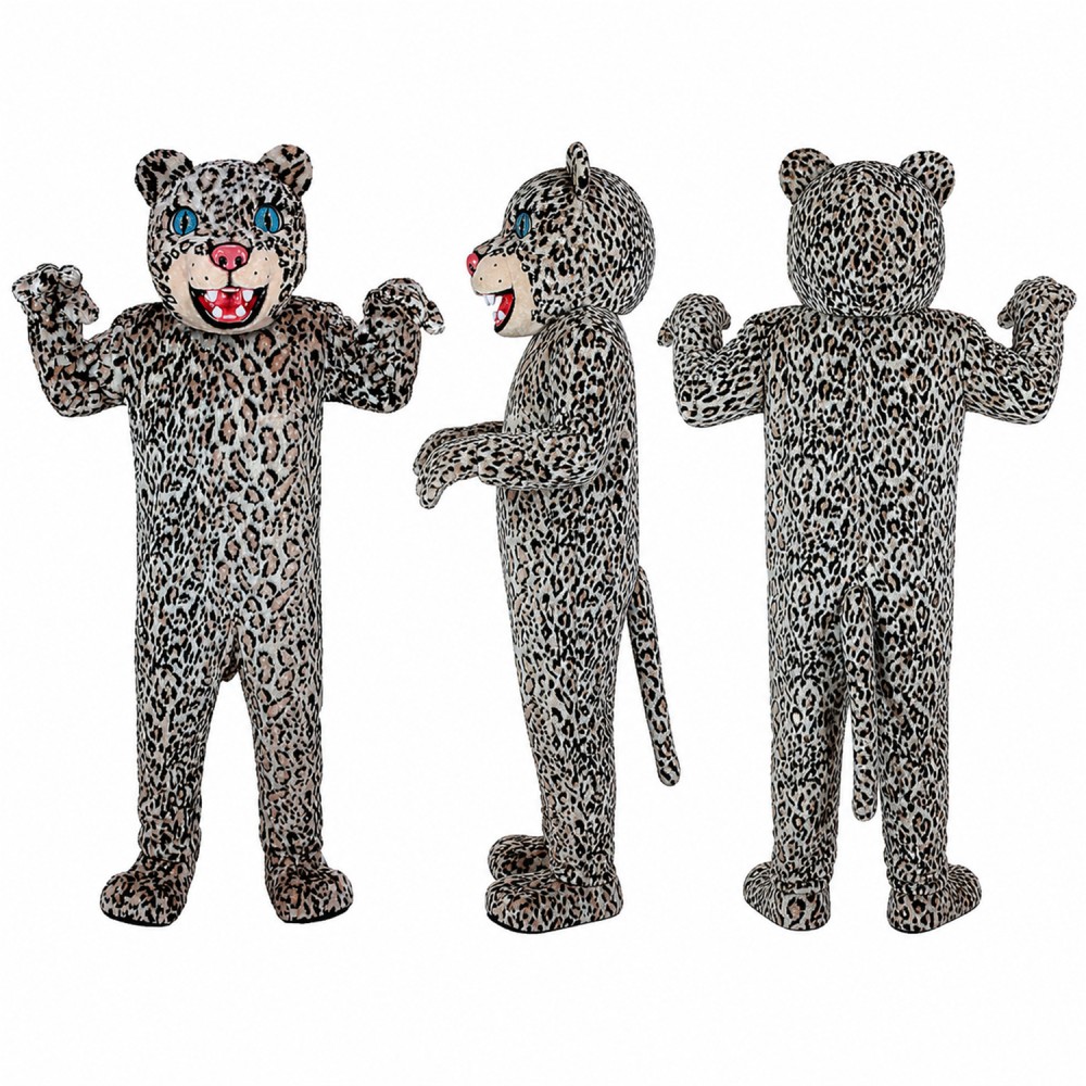 Snow Leopard Mascot Costume in Gray with Black Spots Adult Snow Leopard Mascot Costume in Gray with Black Spots Adult