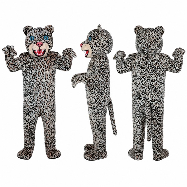 Snow Leopard Mascot Costume in Gray with Black Spots Adult