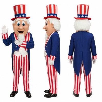 Patriotic Gentleman Mascot Costume with Striped Pants and Top Hat Adult