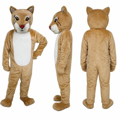 Bobcat Mascot Costume in Tan with White Belly Adult