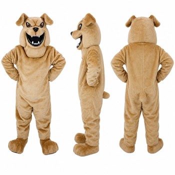 Bulldog Mascot Costume in Tan with Open Mouth Adult