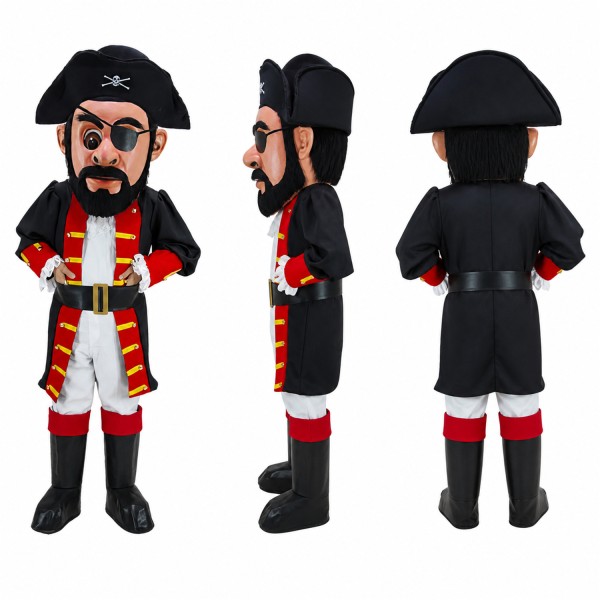 Pirate Mascot Costume in Red and Black with Tricorn Hat Adult