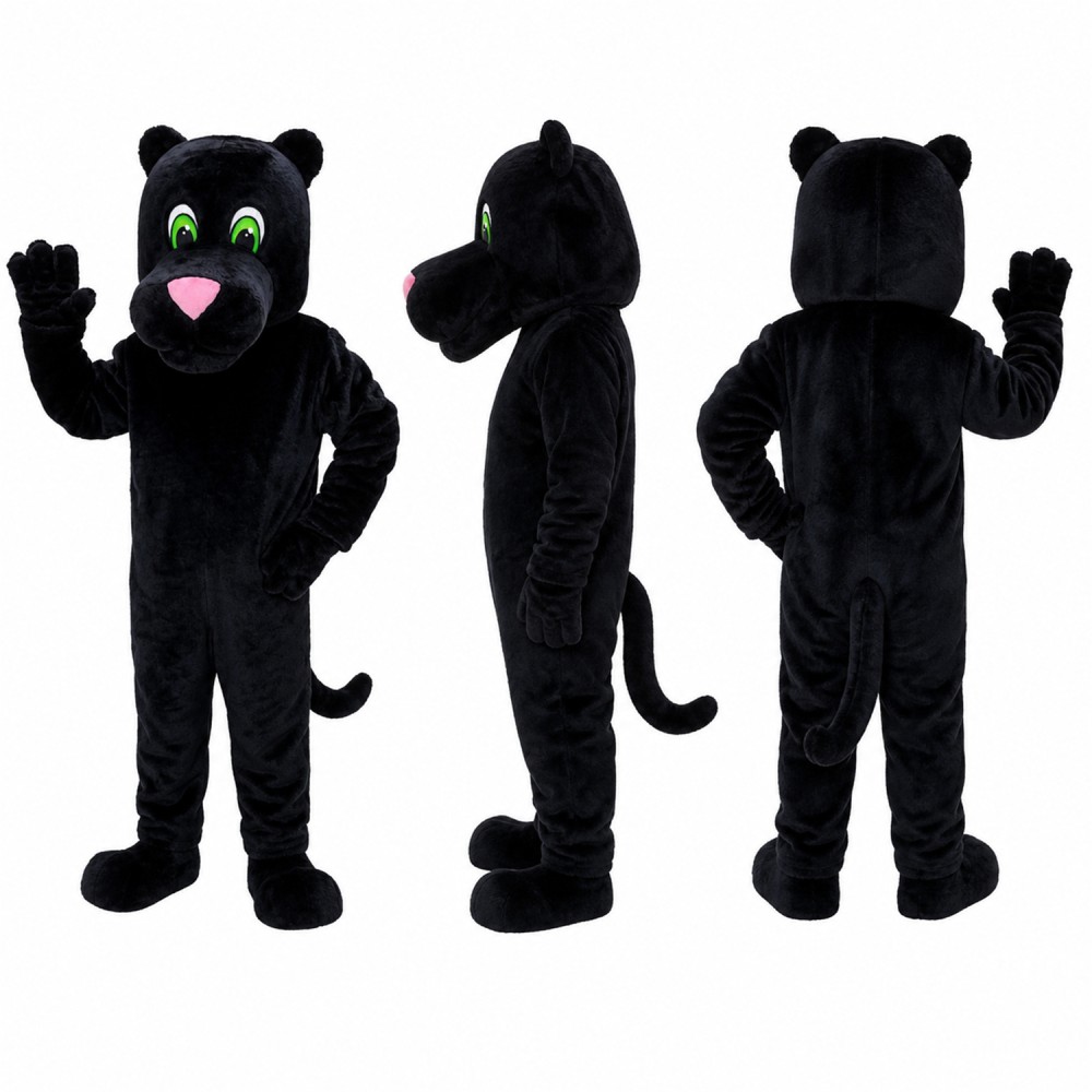 Panther Mascot Costume in Black with Green Eyes Adult Panther Mascot Costume in Black with Green Eyes Adult