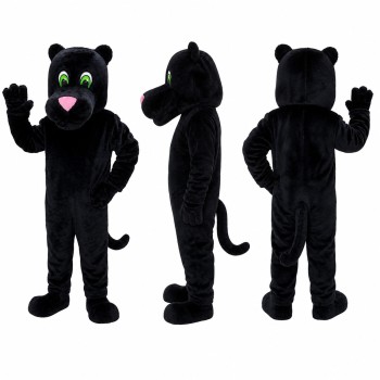 Panther Mascot Costume in Black with Green Eyes Adult