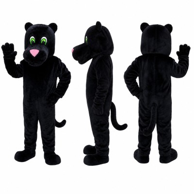 Panther Mascot Costume in Black with Green Eyes Adult