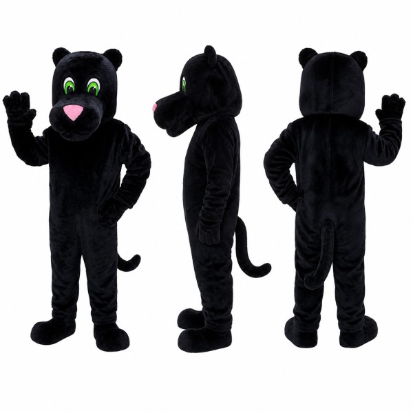 Panther Mascot Costume in Black with Green Eyes Adult