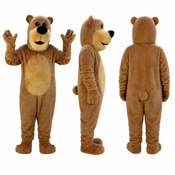 Brown Bear Mascot Costume with Tan Belly Adult