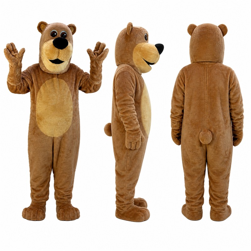 Brown Bear Mascot Costume with Tan Belly Adult