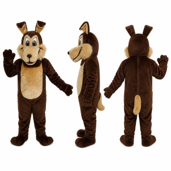 Wolf Mascot Costume in Brown with Cream Belly Adult