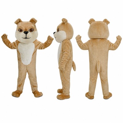 Bulldog Mascot Costume in Tan with White Belly Adult