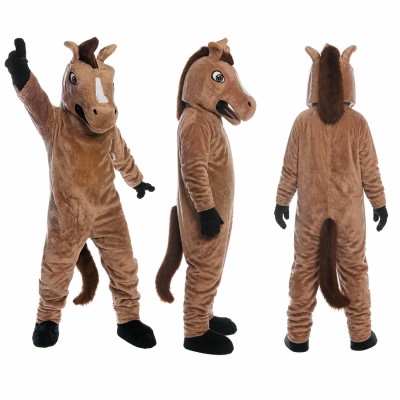 Horse Mascot Costume in Brown with Black Hooves Adult