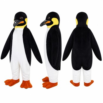 Penguin Mascot Costume in Black and White with Orange Feet Adult