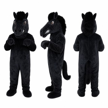 Horse Mascot Costume in Black with Dark Mane Adult
