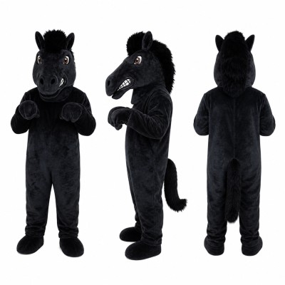 Horse Mascot Costume in Black with Dark Mane Adult
