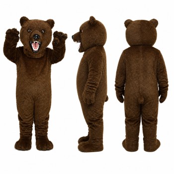 Brown Bear Mascot Costume with Open Mouth Adult